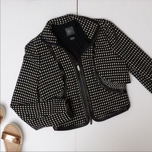 Armani Exchange Polka Dot Wool Moto Jacket Blazer